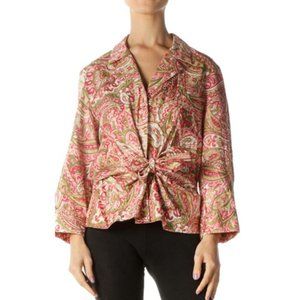 Jones New York Women's Size XL Pink and Green Paisley Button Down Shirt